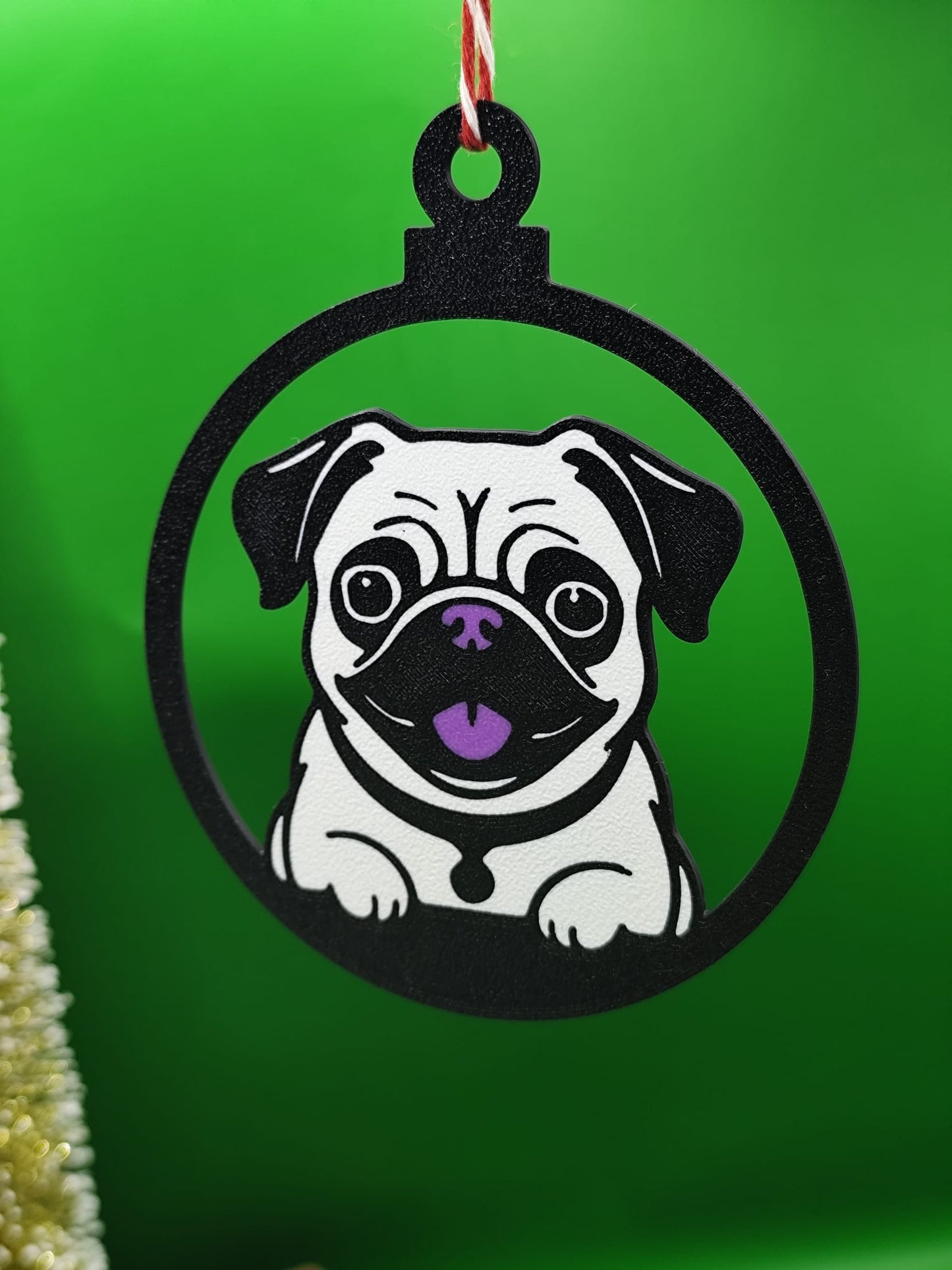 Pendente de Natal – Pug Adorável