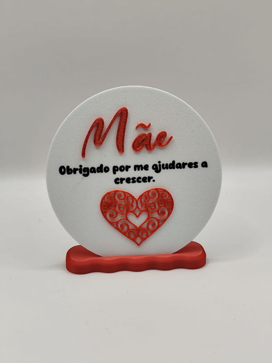 Placa Decorativa “Mãe – Obrigado por me ajudares a crescer”
