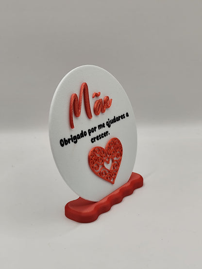 Placa Decorativa “Mãe – Obrigado por me ajudares a crescer”