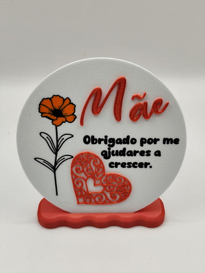 Placa Decorativa “Mãe – Obrigado por me ajudares a crescer”