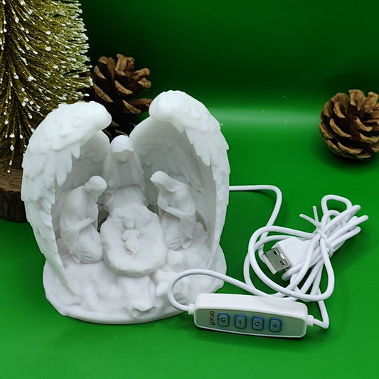 Presépio com Anjos – Luz Regulável em 3 Tons