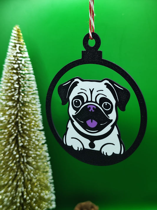 Pendente de Natal – Pug Adorável