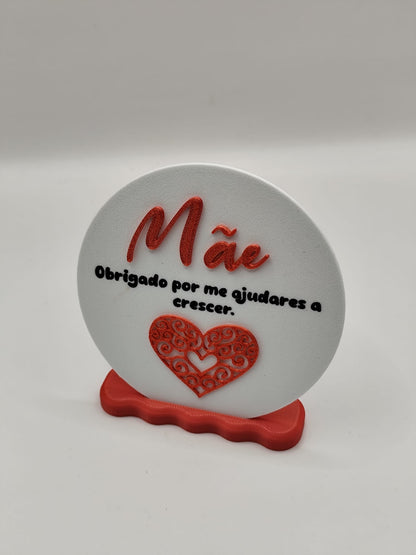 Placa Decorativa “Mãe – Obrigado por me ajudares a crescer”