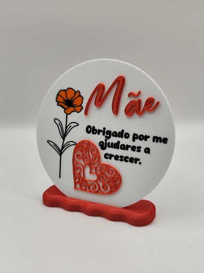 Placa Decorativa “Mãe – Obrigado por me ajudares a crescer”